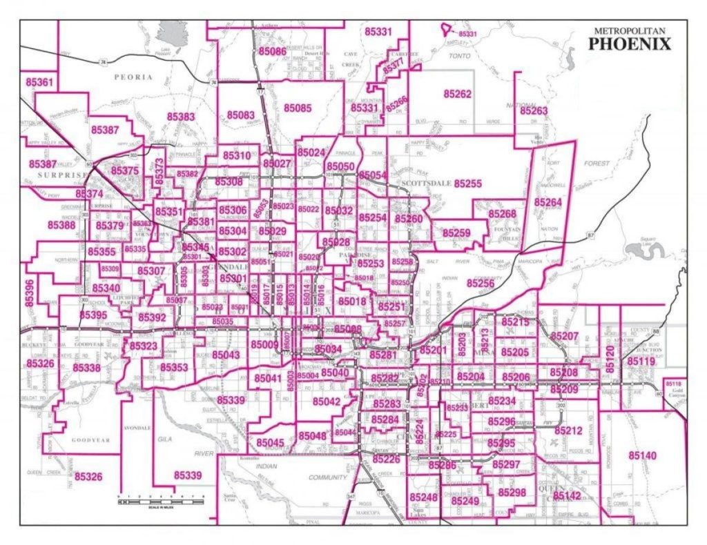 metro-Phoenix Zip Codes Map