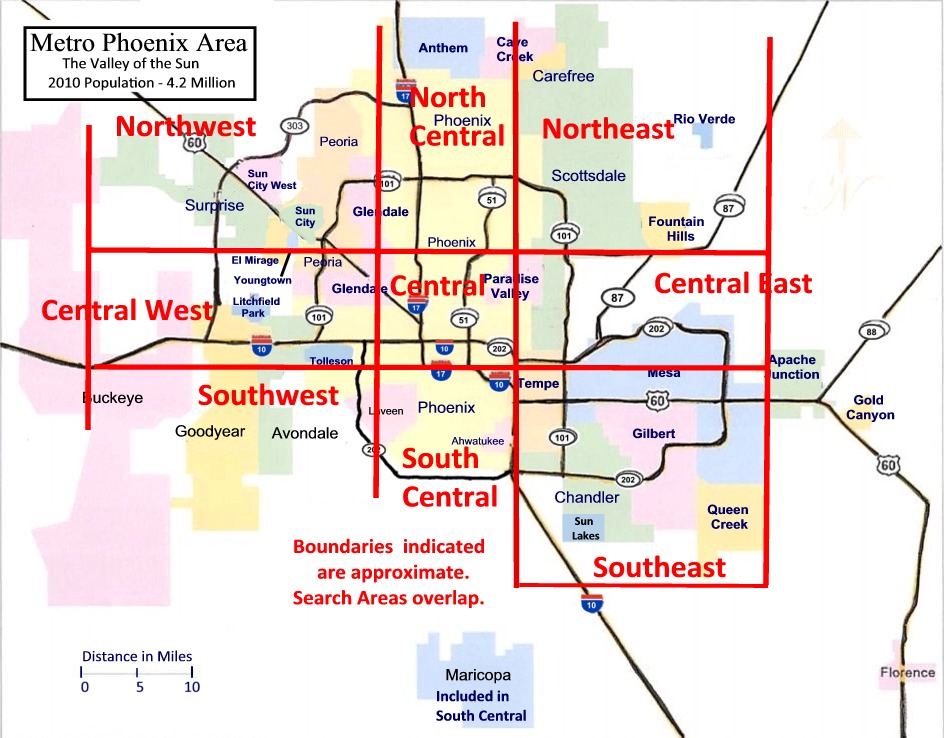metro-Phoenix Map with 3x3 Grid