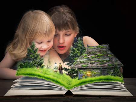 things to do - two children with a big book